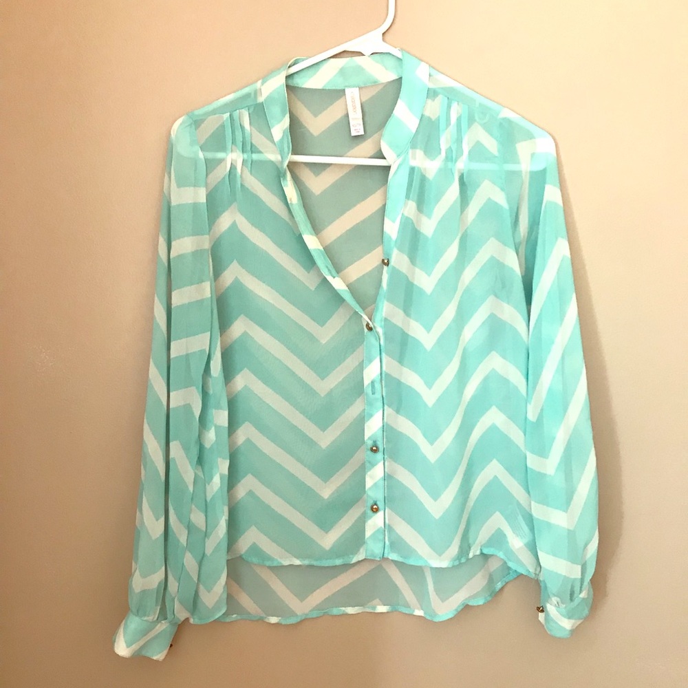 Teal Chevron Blouse